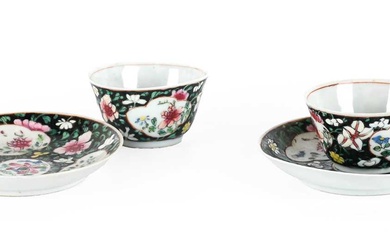 ~ A Pair of Chinese Porcelain Tea Bowls and Saucers,...