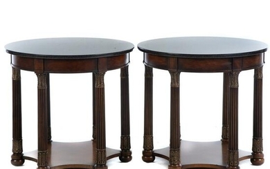 A Pair of Classical Style Round Marble Top Stands