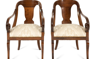 A Pair of Empire Style Mahogany Arm Chairs