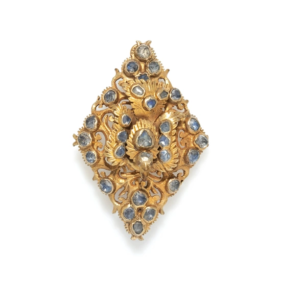 A Persian Gold and Crystal Bird Pin