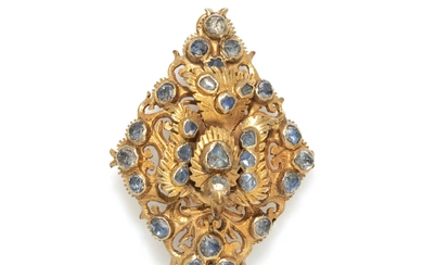 A Persian Gold and Crystal Bird Pin