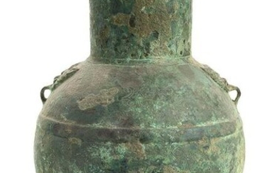 A RITUAL BRONZE WINE VASE, HU China, Han dynasty
