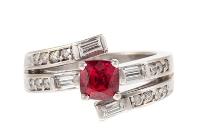 A Rare 1.52 ct Red Spinel & Diamond Ring in 14K