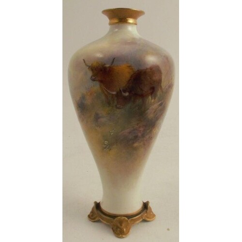 A Royal Worcester vase, painted with Highland cattle in a la...