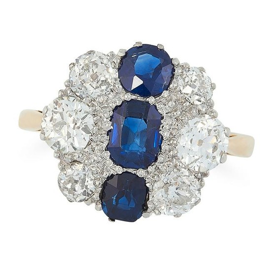 A SAPPHIRE AND DIAMOND DRESS RING, MID 20TH CENTURY in