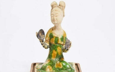 A Sancai-Glazed Pottery Figure of a Seated Female Court