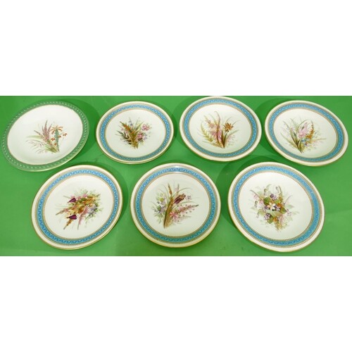 A Set of 3 Royal Worcester Shallow Comports on white and tur...