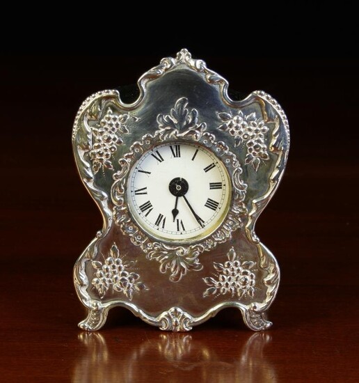 A Small Victorian Silver Cased Boudoir Clock/Watch Holder by...