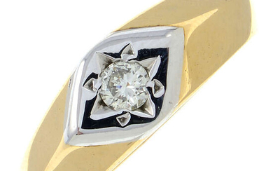 A bi-colour 9ct gold brilliant-cut diamond single-stone ring.