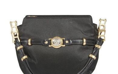 A black nylon handbag, Versace