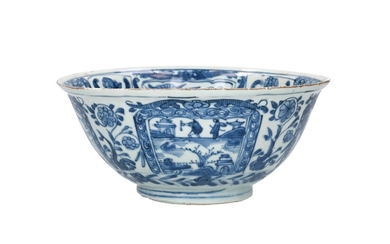 (-), A blue and white porcelain bowl, decorated...