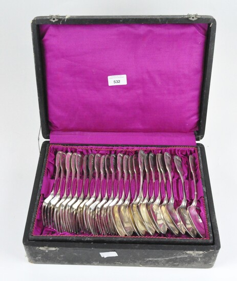 A canteen of vintage silver plated cutlery including twelve knives, forks and spoons