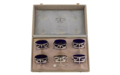 A cased set of early 20th century German 800 standard silver salt