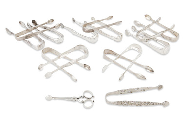 A collection of English and Scottish silver sugar tongs George...