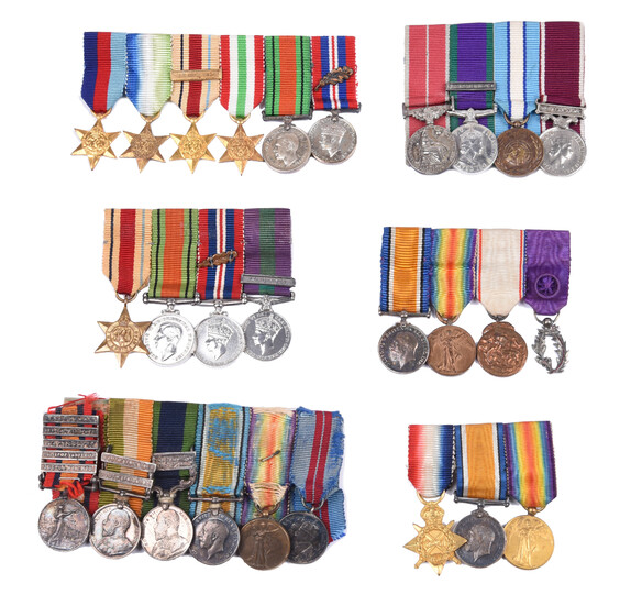 A collection of dress miniature medals mounted in groups