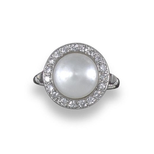 A cultured pearl and diamond ring, the cultured pe…