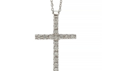 A diamond pendant set with numerous diamonds weighing a total of app. 0.25 ct., mounted in 18k white gold. Accompanied by chain of 18k white gold. L. 41.5 cm.