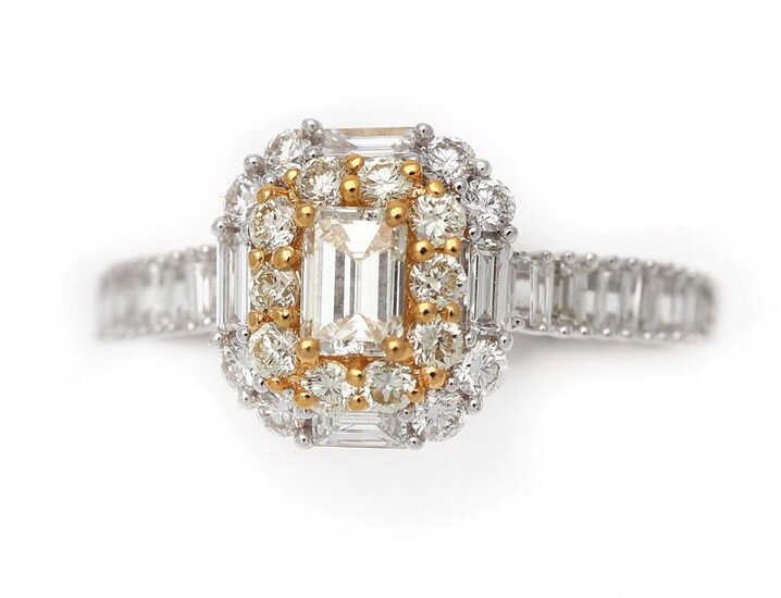 NOT SOLD. A diamond ring set with numerous baguette and brilliant-cut diamonds, mounted in 18k gold and white gold. H-M/VS-SI. Size 52. – Bruun Rasmussen Auctioneers of Fine Art