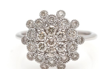 SOLD. A diamond ring set with numerous brilliant-cut diamonds weighing a total of app. 0.81 ct., mounted in 18k white gold. Size 52. – Bruun Rasmussen Auctioneers of Fine Art