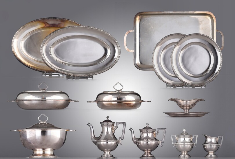 A fine set of Neoclassical silver-plated tableware