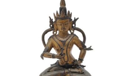 A gilt copper alloy or bronze figure of Vajrasattva