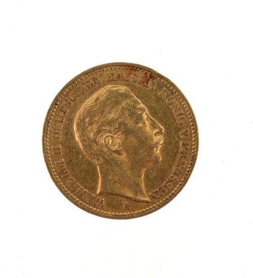 A gold coin of 20 marks Wilhelm II
