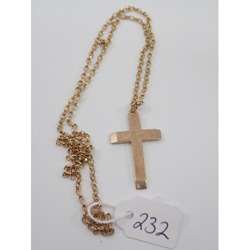 A gold cross and chain approx. 9.6 grams