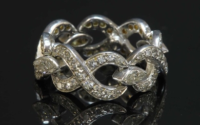 A gold diamond set chain link ring