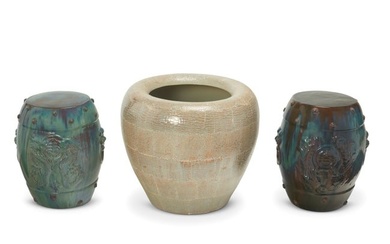 A group of ceramic patio items