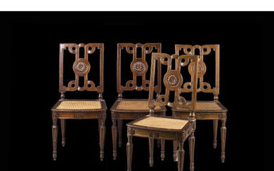 A group of four walnut chairs. Naples, 18th century (minor restorations)