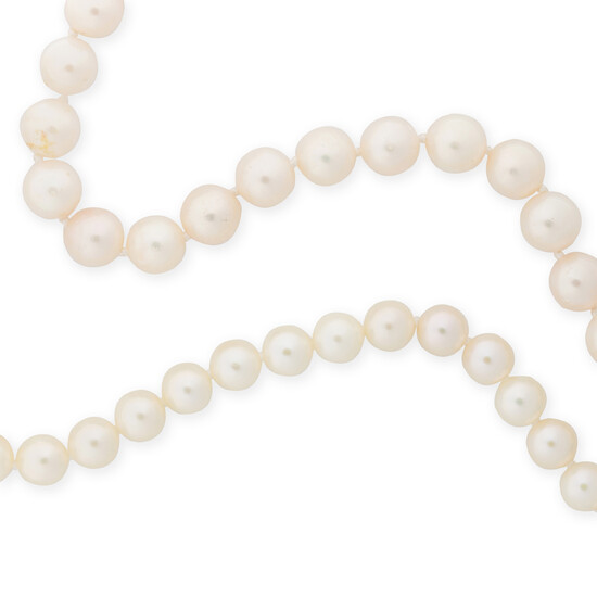 A group of pearl and fourteen karat gold necklaces
