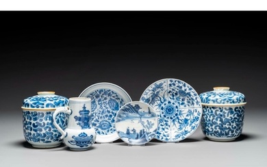 A group of six pieces of Chinese blue and white porcelain, K...