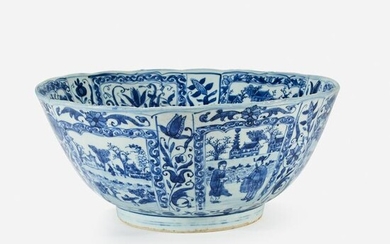 A large Chinese blue and white porcelain bowl