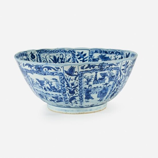 A large Chinese blue and white porcelain bowl