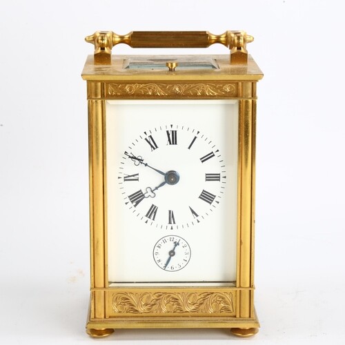 A large reproduction brass-cased repeating carriage clock, w...