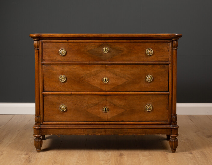 A late 19th or early 20th century French walnut three...
