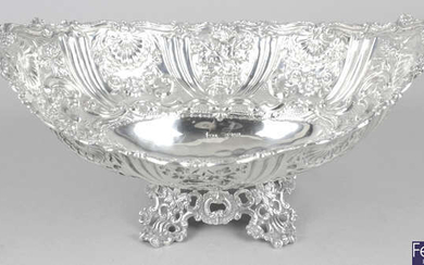 A late Victorian silver embossed fruit dish.