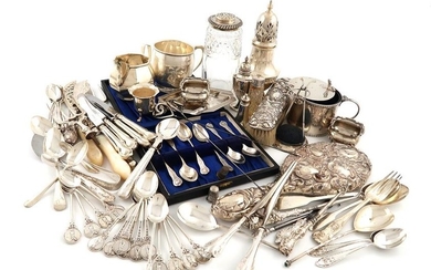 A mixed lot of silver items, various dates...