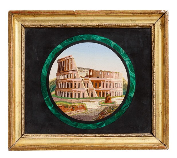 A mosaic panel representing Coliseum, Rome, late 19th century | Micromosaïque figurant le Colisée, travail romain de la fin du XIXème siècle