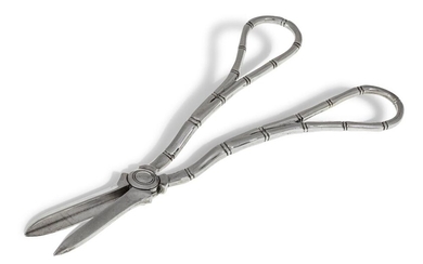 A pair of Edwardian silver grape scissors with stylised bamboo handles, Sheffield, 1909, Atkin Bros, 18cm long, approx. weight 3.3oz