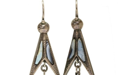 A pair of silver Scottish hardstone earrings