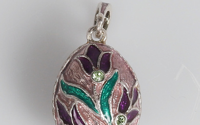 A silver and coloured enamel pendant, Fabergé style, Russia, later part of the 20th century.