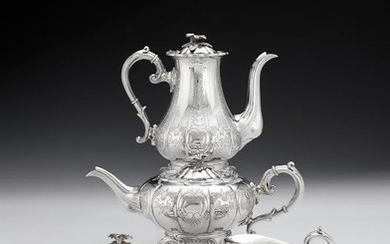 A silver lobed baluster four piece tea and coffee service of good gauge