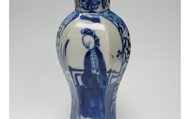 A small Chinese blue and white hexagonal vase, 19th century,...