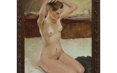 ALEXANDR SHEVCHUK (Ukrainian) 'Model seated', oil on canvas,...