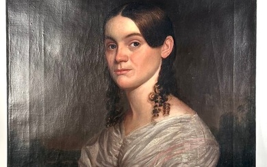 AMERICAN SCHOOL (19th Century,), Portrait of a young woman., Oil on canvas, 30" x 25.5". Unframed.