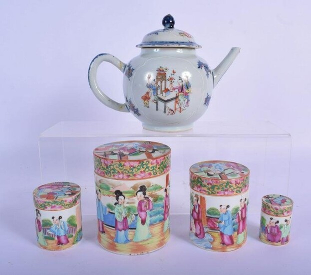 AN 18TH CENTURY CHINESE EXPORT FAMILLE ROSE TEAPOT AND
