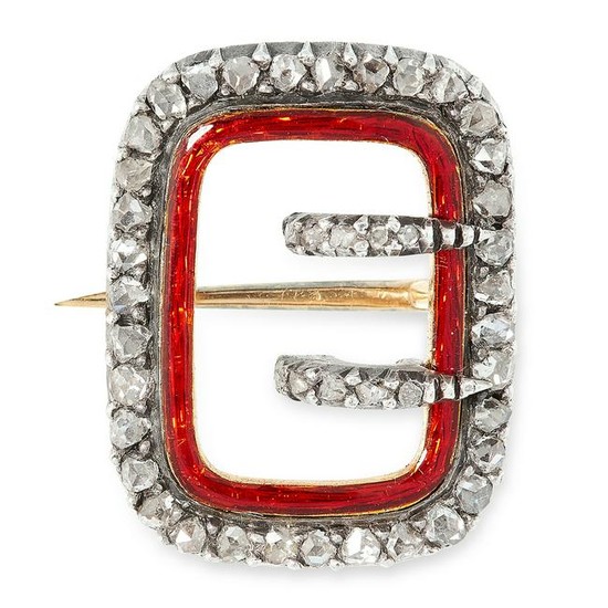 AN ANTIQUE DIAMOND AND ENAMEL BROOCH designed to depict