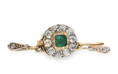 AN ANTIQUE EMERALD AND DIAMOND CLASP set with an