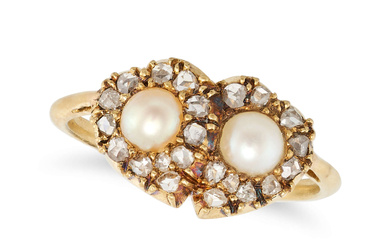 AN ANTIQUE PEARL AND DIAMOND SWEET HEART RING in y ...